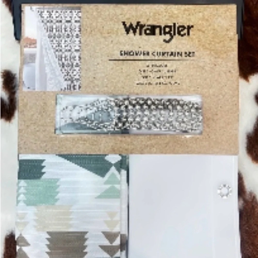 NEW Wrangler Shower Curtain Set 14pc Aztec Geometric Nolan Brown Style
